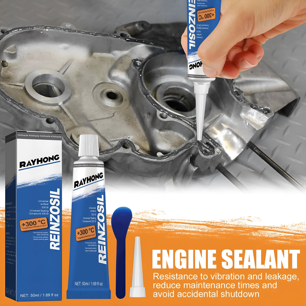 50ml silicone sealant for auto metal fuel tank repair with scraper and pointed nozzle in boxed packaging