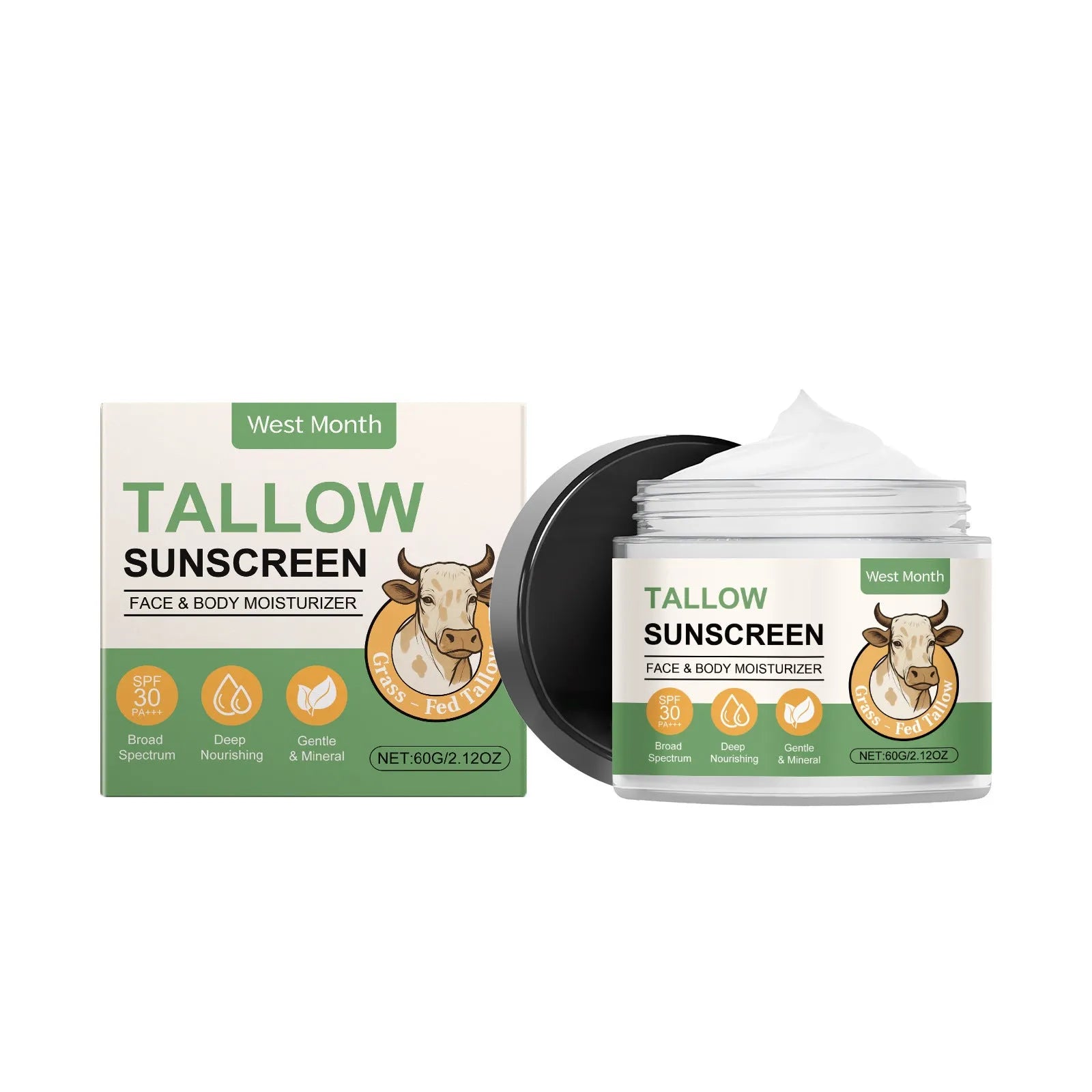 60g tube of moisturising cream with sunscreen protection containing titanium dioxide and hyaluronic acid