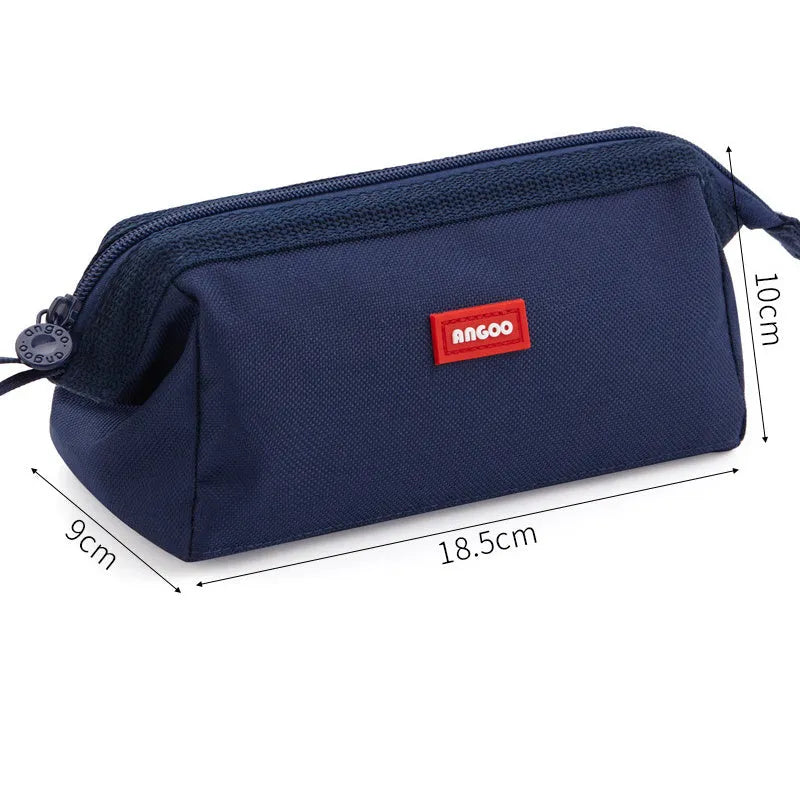 Oxford cloth pencil case with double zipper in yellow, black or dark blue colours