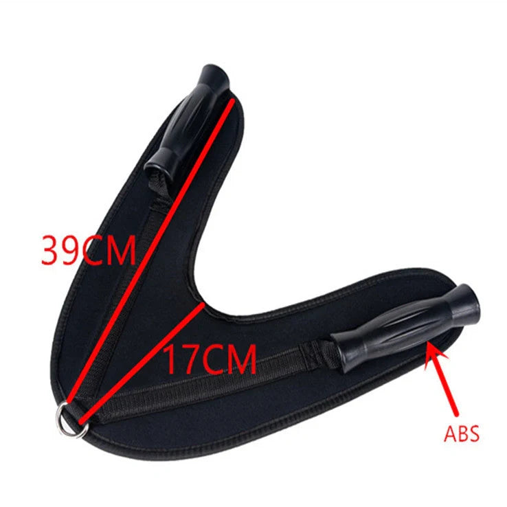 Abdominal strap handle leggings with 200kg bearing capacity for strength training, featuring 35mm diameter handles and 140mm double grip length for secure exercise support