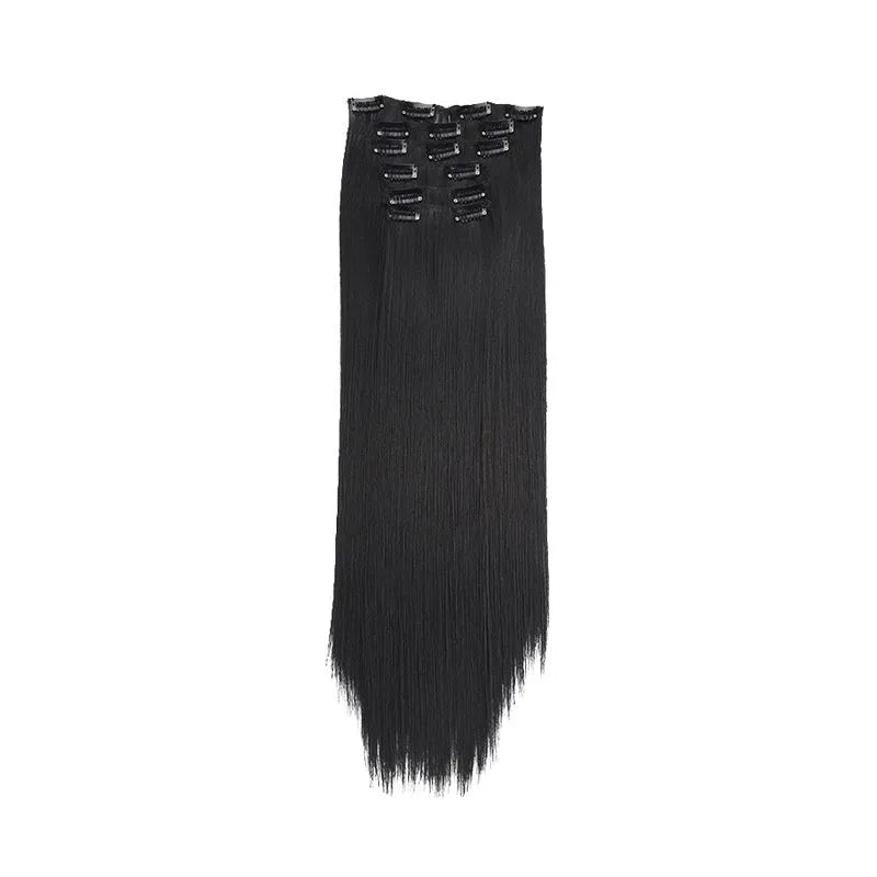 Long straight hair wig extensions 6-piece set 60cm high temperature fibre non-hot dye
