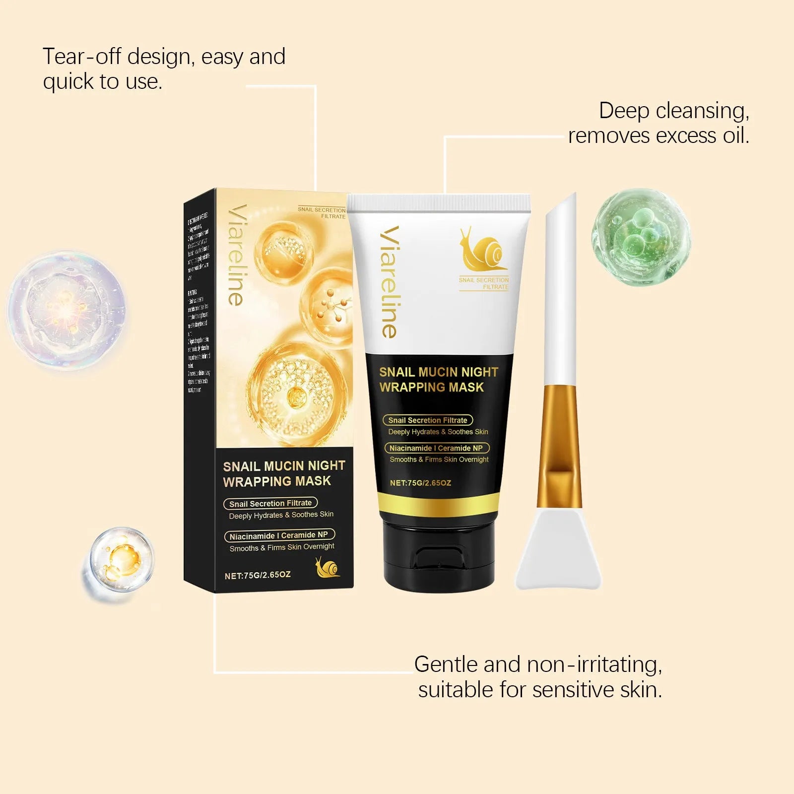 Turmeric sleep mask and brush set in 4.6cm container with 120g mask