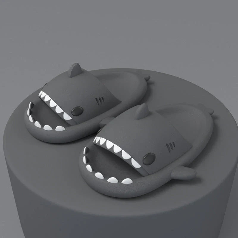 Cozy Shark Slippers with cartoon shark design, waterproof and anti-slip sole, and premium EVA material for comfort