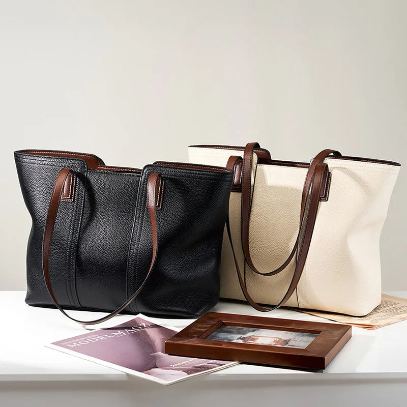 Women's genuine leather crossbody bag in horizontal square design with multiple internal compartments