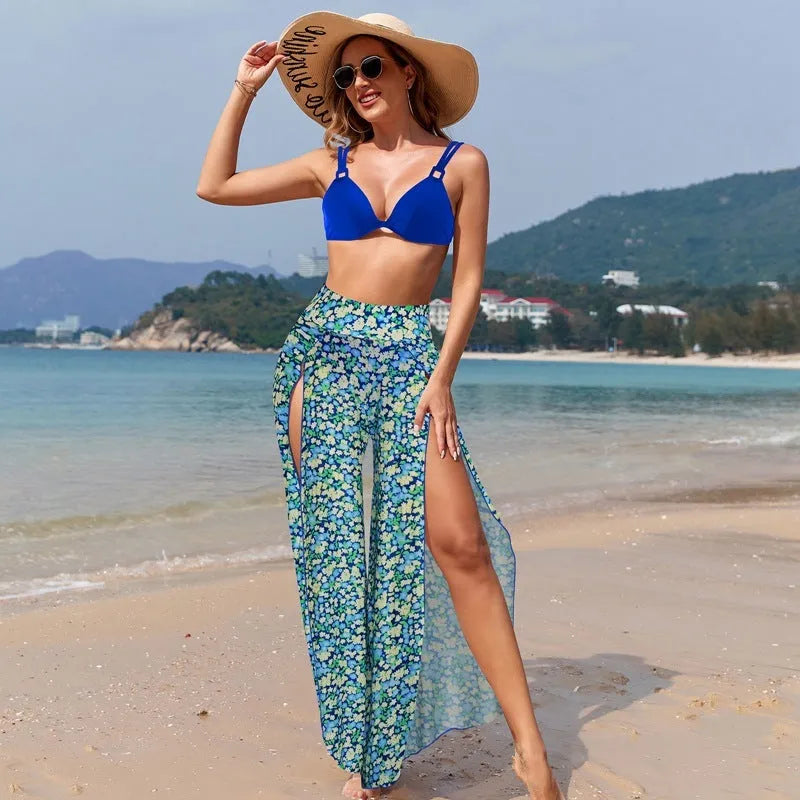Women's swimsuit three-piece bikini set in quick-drying polyester fabric.
