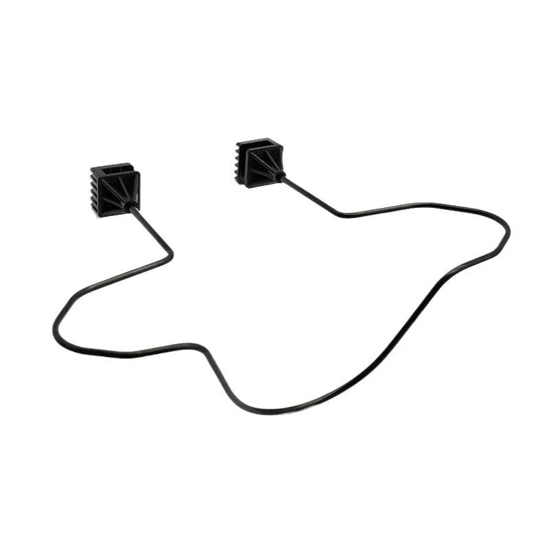 Black metal snap-on hat bracket mounted on a car rearview mirror