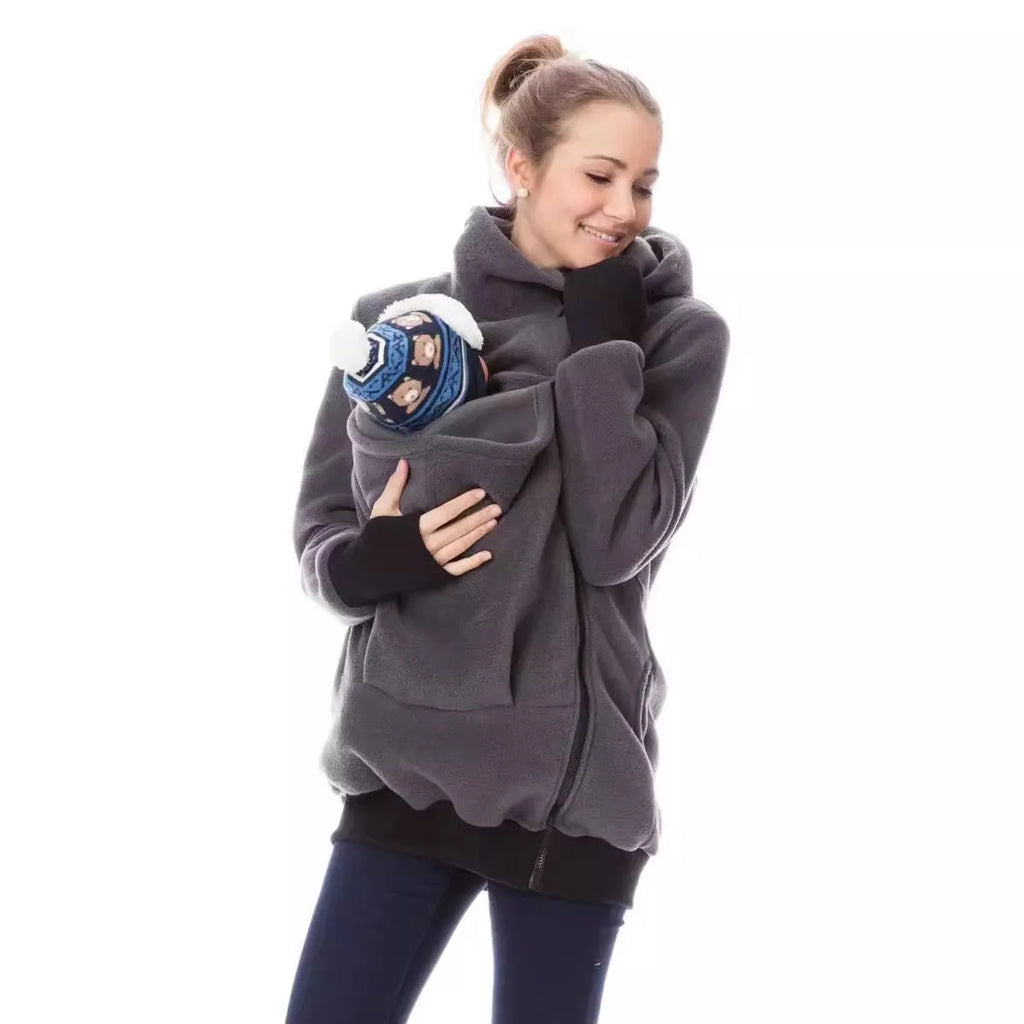 Red loose polar fleece sweater for women with long sleeves and spandex stretch fabric