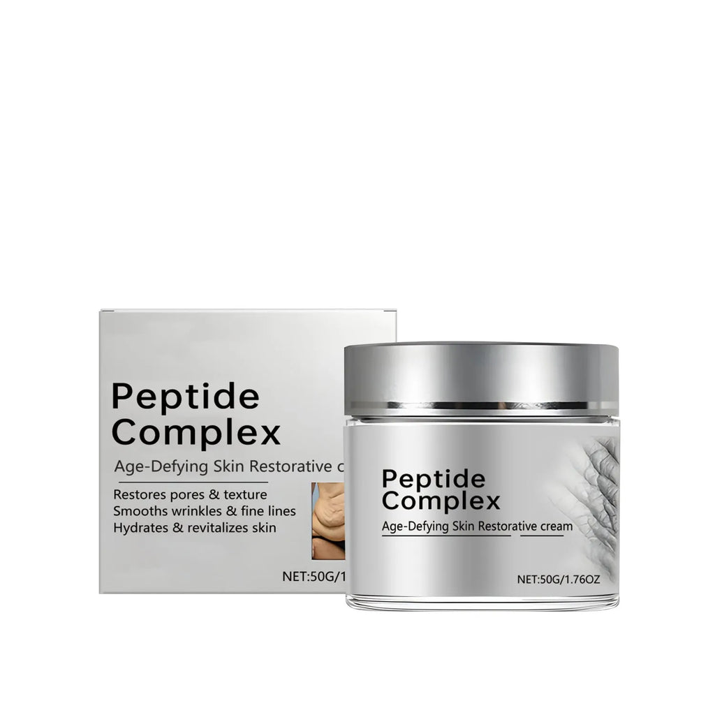 50g jar of skin restorative firming cream with peptide ingredients for daily moisturising