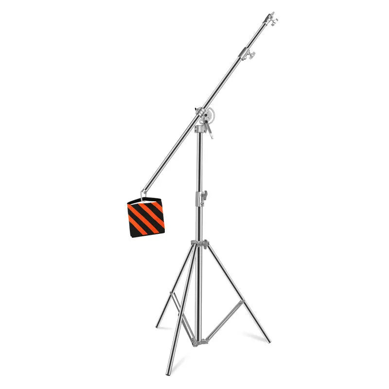 Silver stainless steel adjustable ceiling lamp rack with cross arms at maximum 380cm height