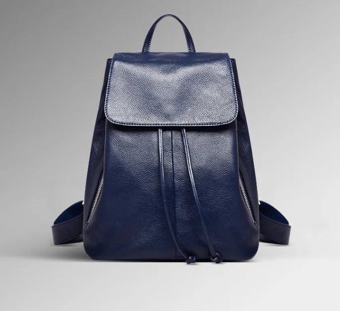 Genuine leather women's backpack in street trend design with multiple compartments