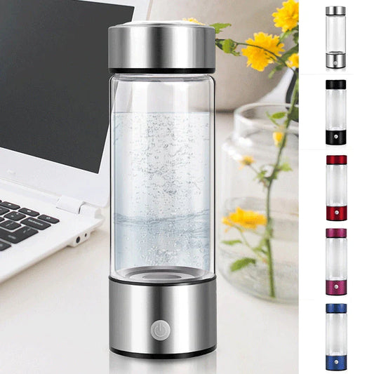 Premium Hydrogen Water Bottle with Rechargeable Generator - Crafted from Borosilicate Glass, Produces Hydrogen-Enriched Water in 3 Minutes, Supports Cellular Health and Nutrient Absorption