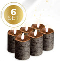 Black S6 LED pillar candle standing upright, showing its 5 cm diameter and 7 cm height.