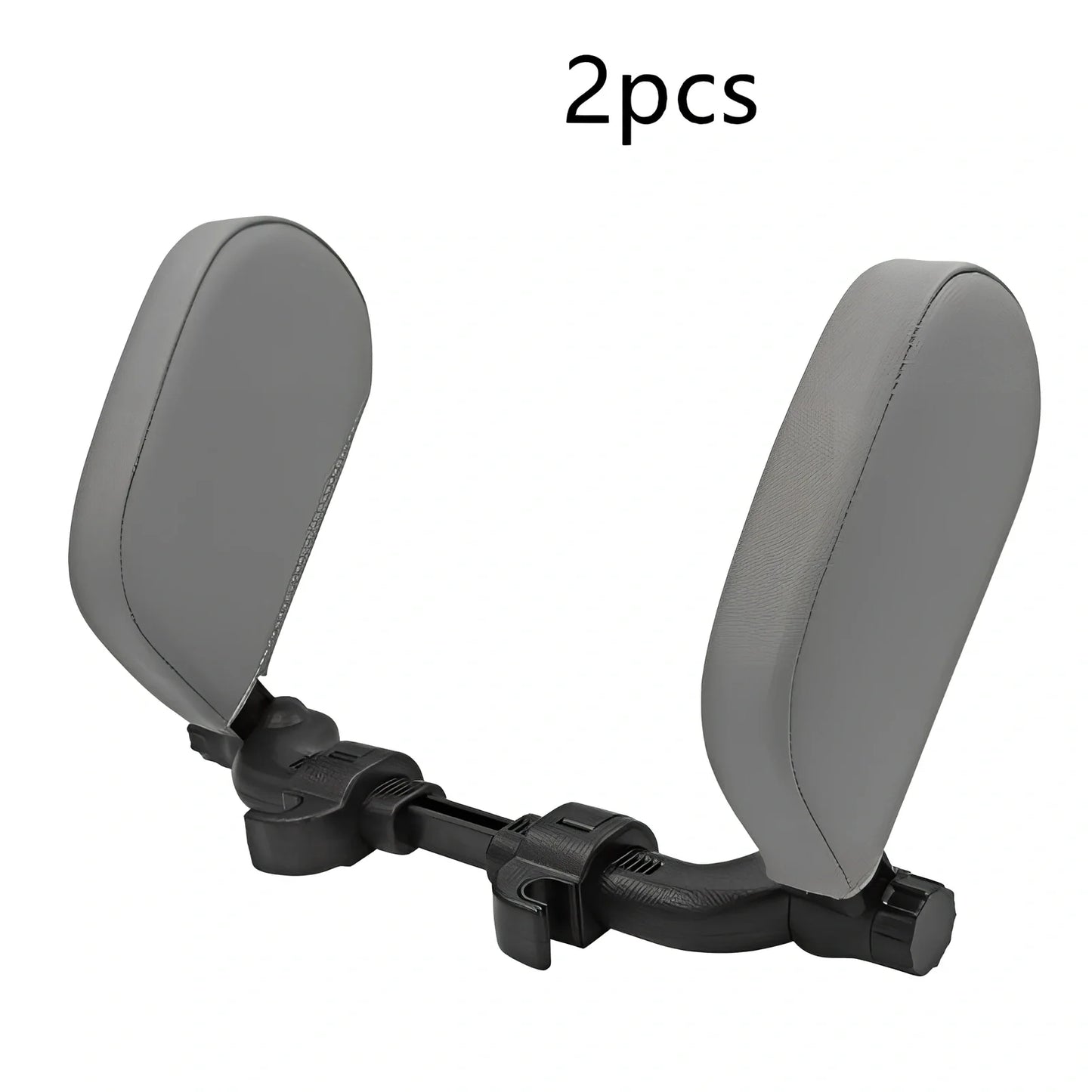 Adjustable car headrest pillow with 36cm bracket and 14cm rotating PU leather cushion