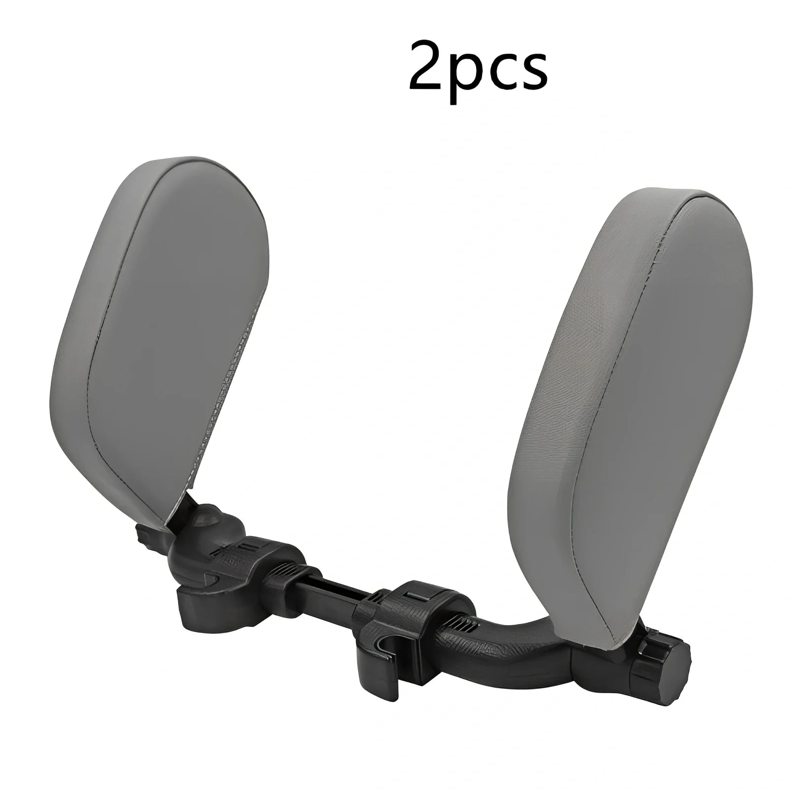 Adjustable car headrest pillow with 36cm bracket and 14cm rotating PU leather cushion