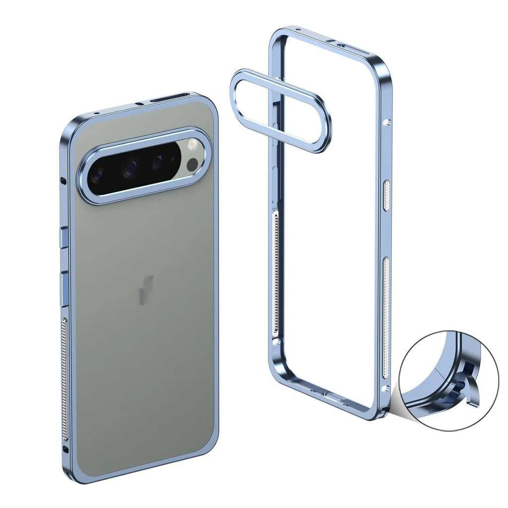 Aluminium alloy Google Pixel 9 Pro XL phone case with heat dissipation bracket in half-pack design