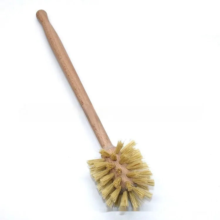 Large beech wood handle cleaning brush with sisal bristles, 34.5cm long, for bottle cleaning