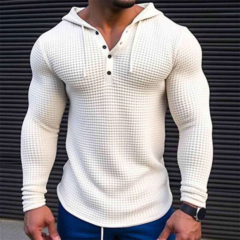 Men's slim fit waffle knit pullover in solid colours for spring and autumn wear