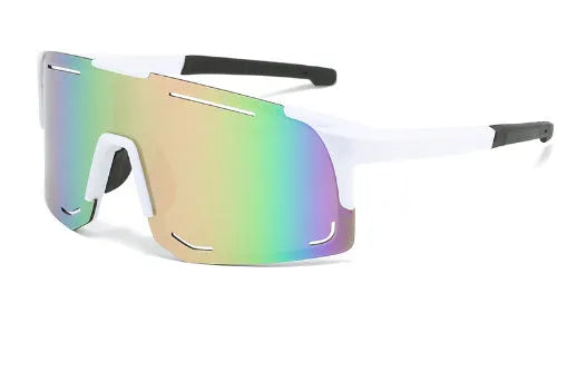 Square frame cycling sunglasses in C1 black frame with full grey film, conventional size, unisex street style