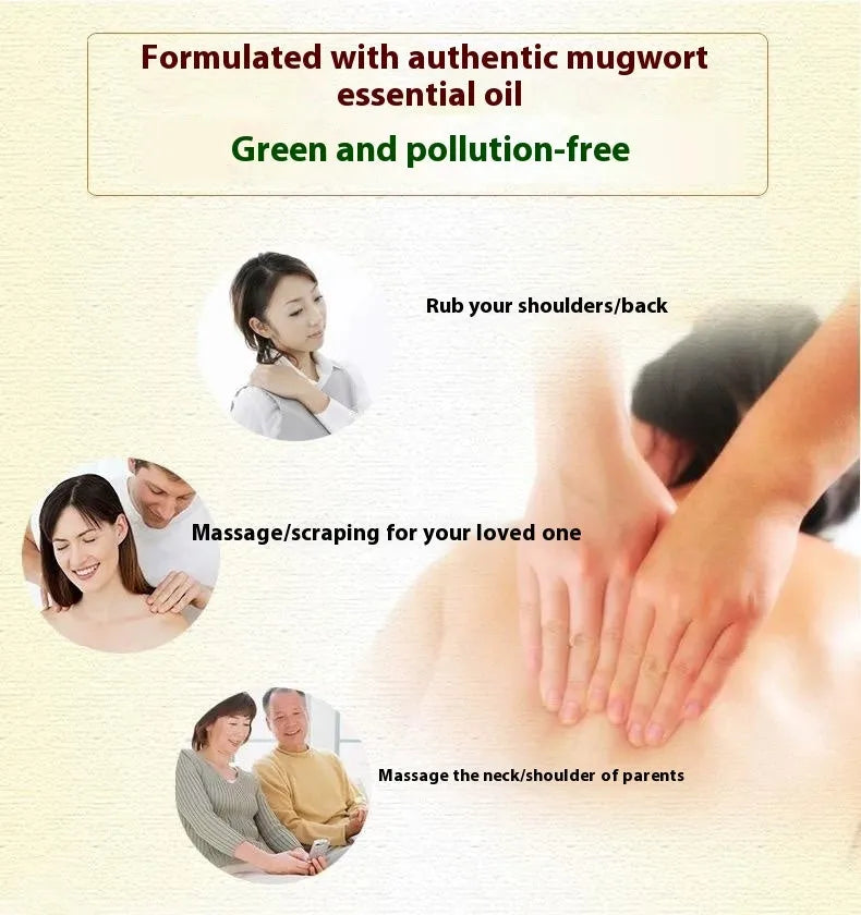 Stone moxibustion gua sha jar set with fleece moxa stick, mugwort oil, brush and acupoint map