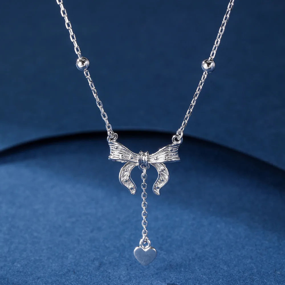 S925 silver butterfly heart clavicle chain with adjustable O-ring chain