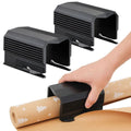 Injection moulded plastic paper cutter for roll paper and scrolls in black, red, or green.