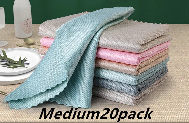 Microfiber dish cloth set for kitchen cleaning, available in multiple sizes and colours