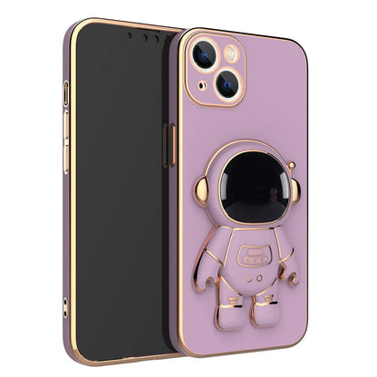 3D Astronaut Phone Case with Anti-Drop Electroplating Bracket for iPhone