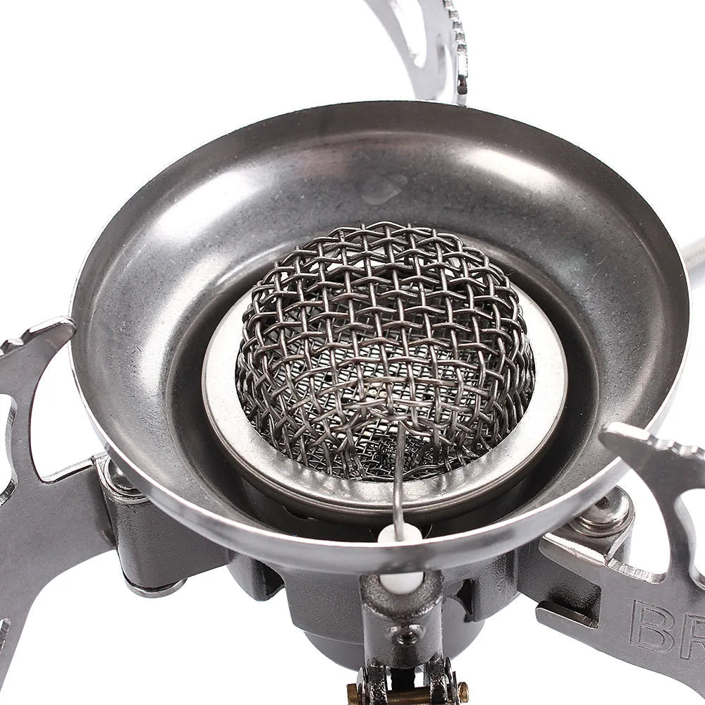 BRS-15 silver windproof outdoor camping stove with butane gas burner, expanded size 186x86mm