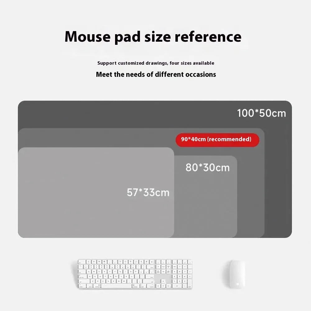 Japanese Samurai design cloth gaming mouse pad on a desk, showing non-slip base and thermal transfer print.