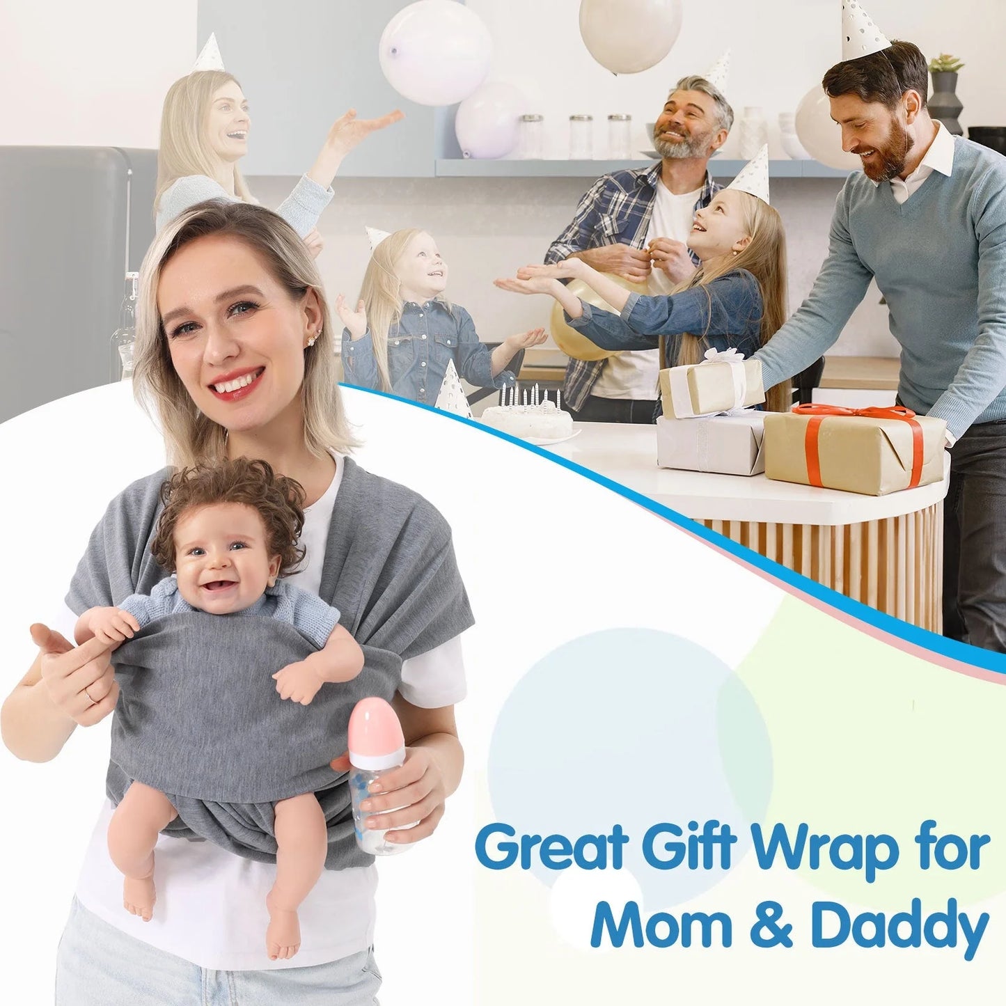 Multi-functional baby carrier wrap scarf in various colors for secure and comfortable baby carrying