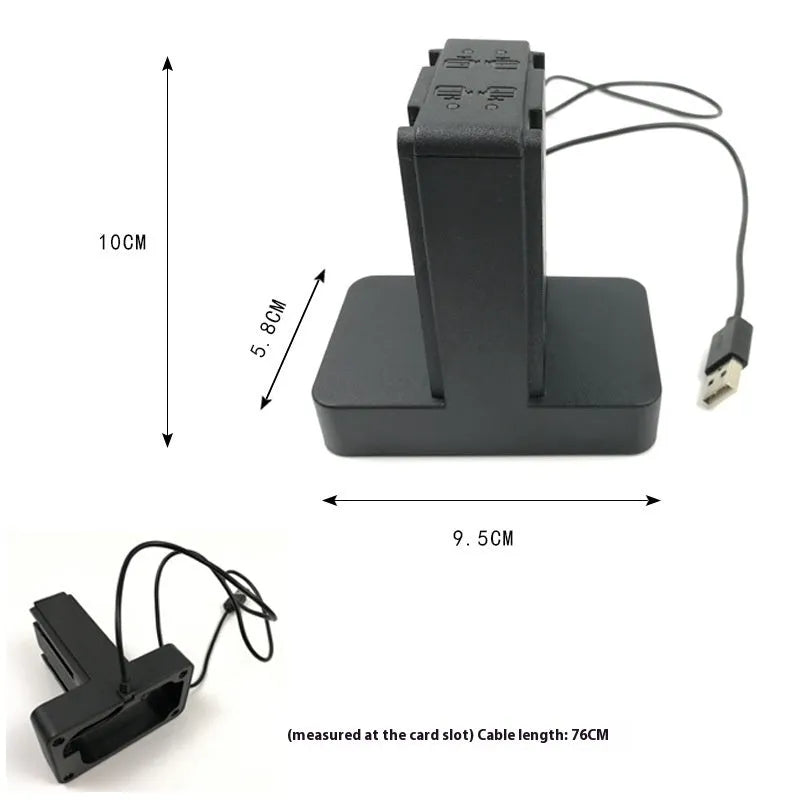 Black dual controller charging cradle with USB interface for left and right game handles