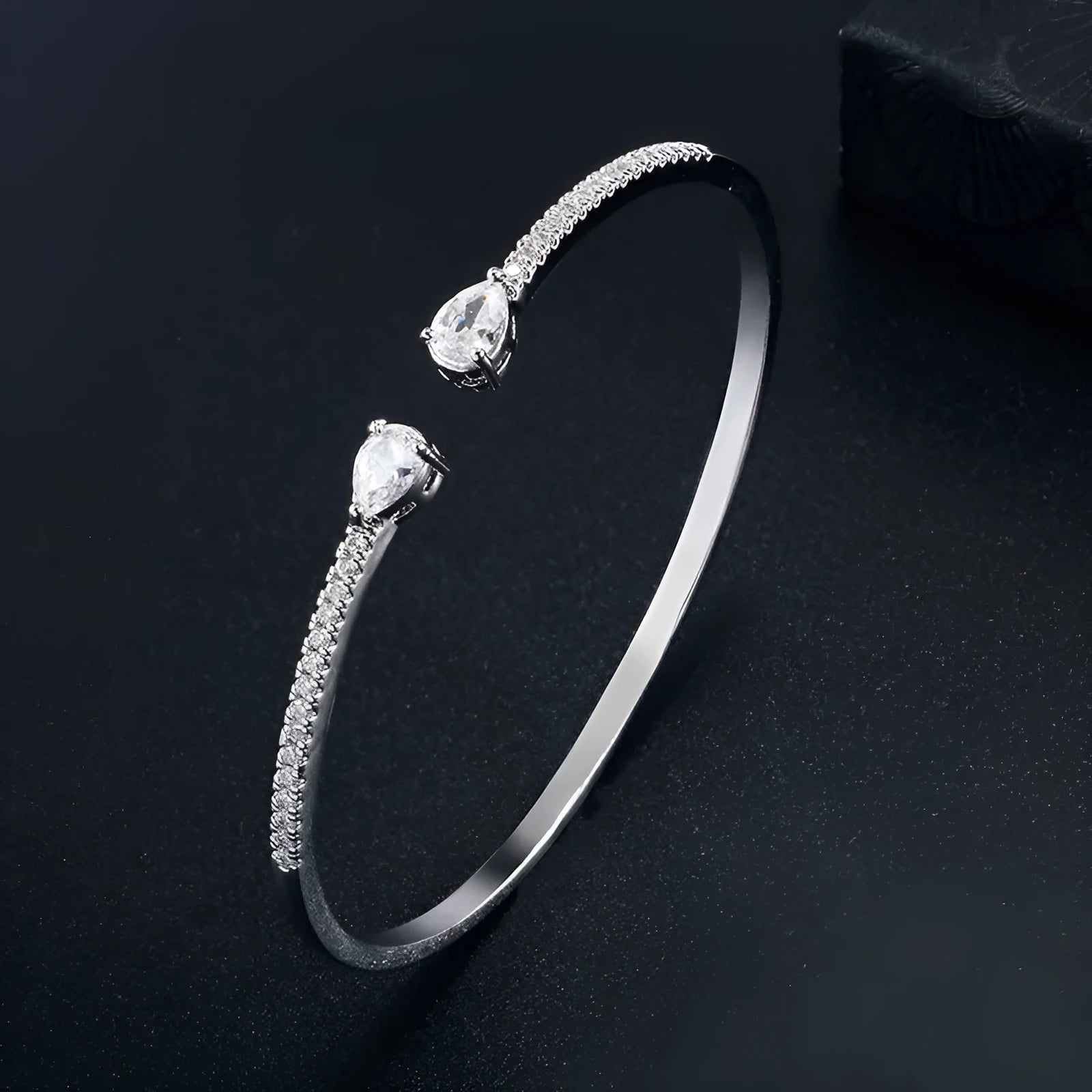 Personalised copper bracelet with multi-zircon inlaid design in blue or white colour options