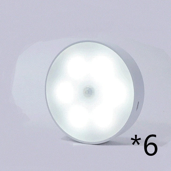 USB rechargeable motion sensor LED puck light for cabinets and night use