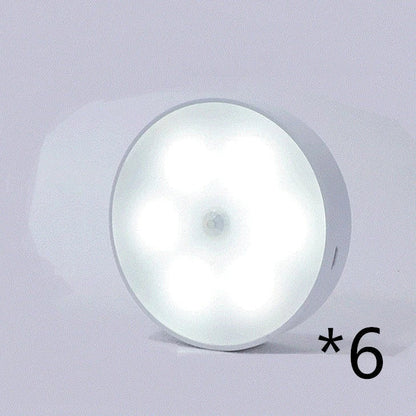 USB rechargeable motion sensor LED puck light for cabinets and night use