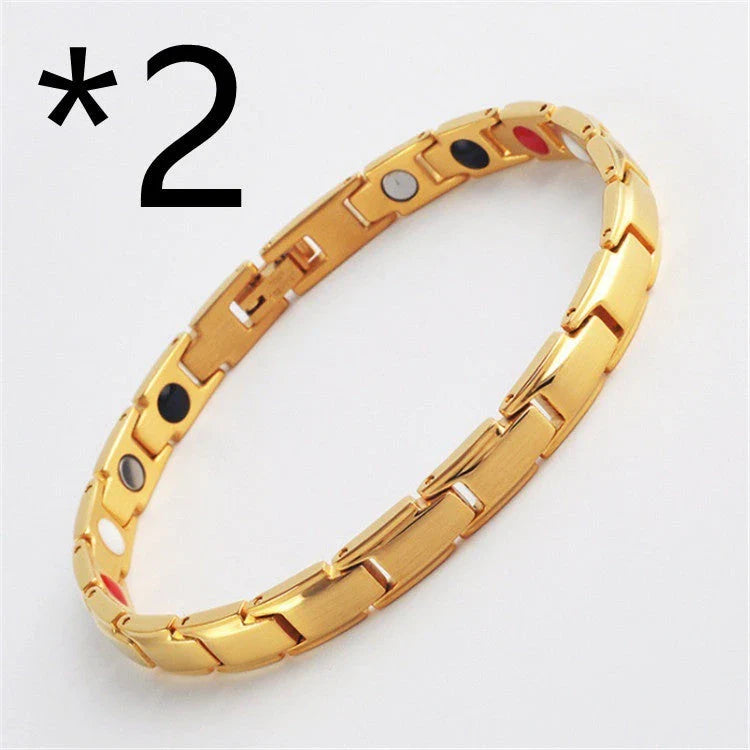 Stylish therapy bracelet with metal design for arthritis pain relief, weight loss, and energy boost