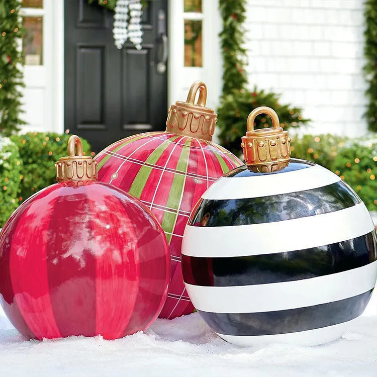 60cm diameter PVC inflatable Christmas decoration ball in multicolour options for outdoor festive displays