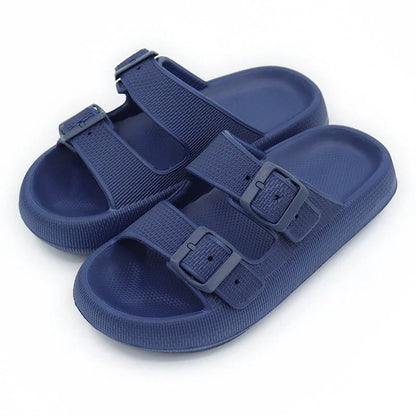 Women's summer platform slippers with soft EVA sole and buckle design