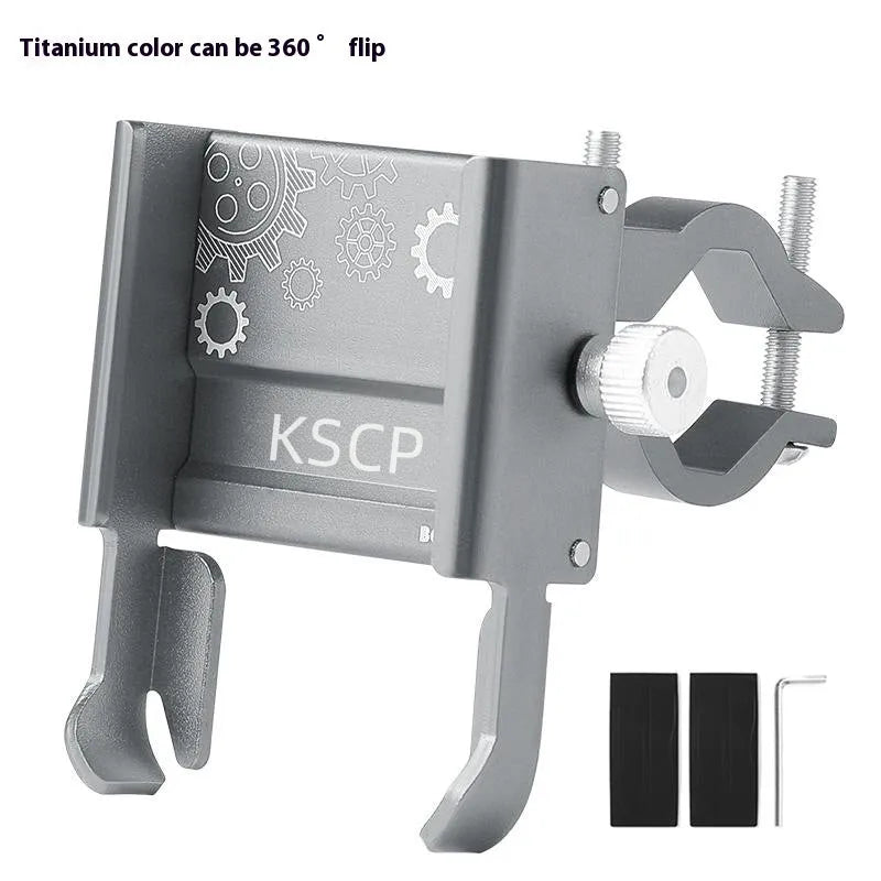 Aluminium alloy mobile phone holder mounted on motorcycle handlebar for navigation
