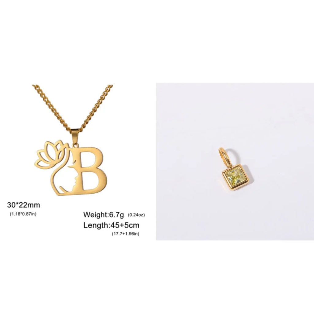 Stainless steel necklace with cross chain design and a pendant, available in gold or steel colour.
