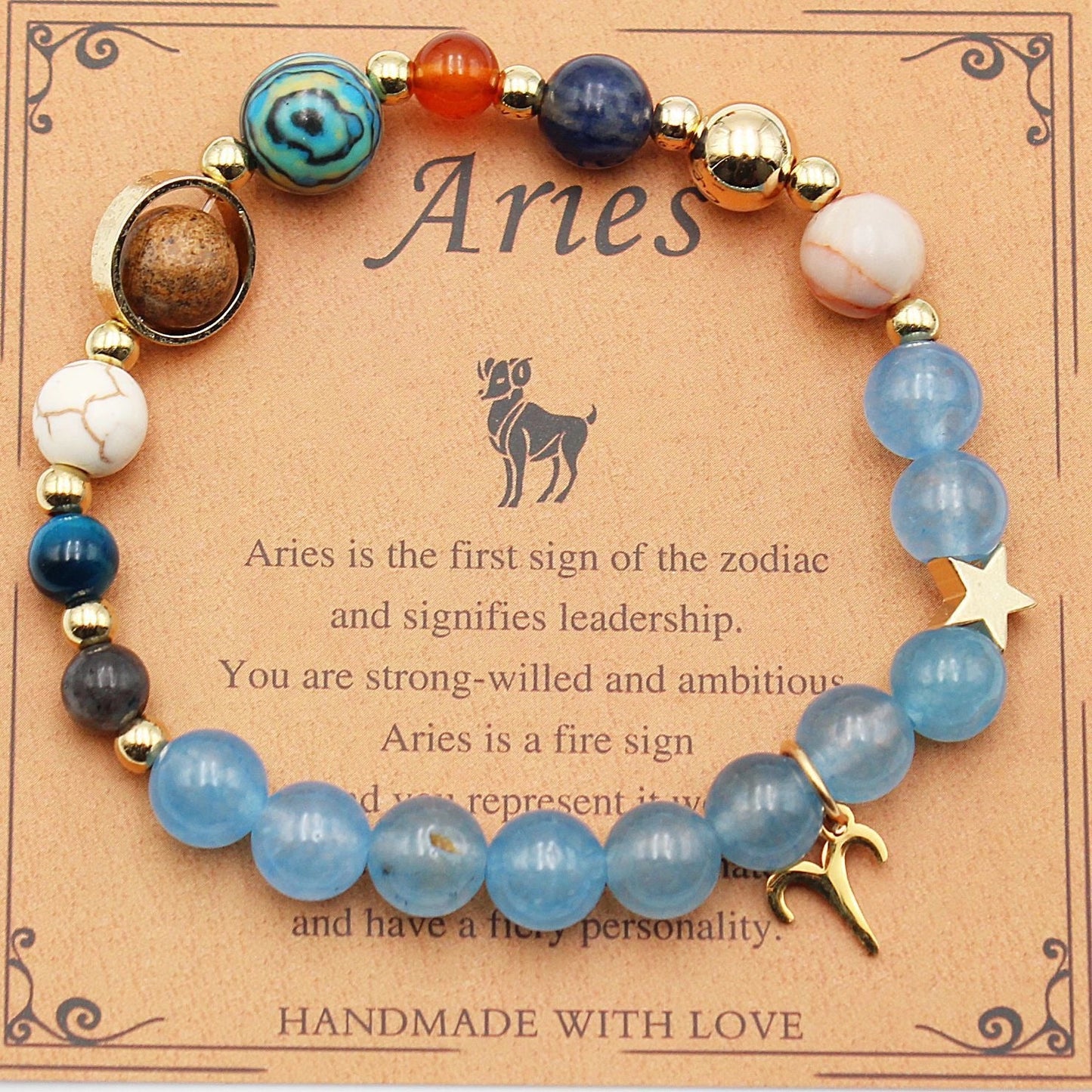 Twelve Constellations Natural Stone Beaded Bracelets - Unisex Astrological Jewellery