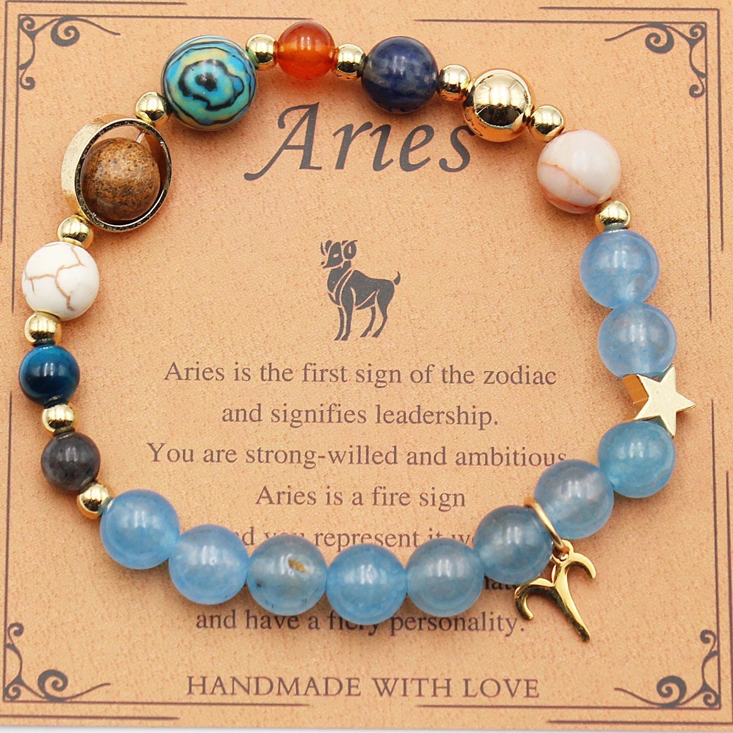 Twelve Constellations Natural Stone Beaded Bracelets - Unisex Astrological Jewellery