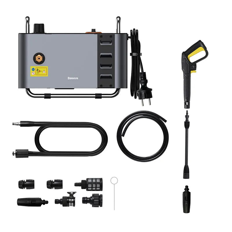 F1 grey pressure washer with 1300W motor, 10m outlet pipe, and high pressure gun