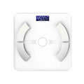 Smart Bluetooth body fat scale in white colour showing digital display and contemporary design