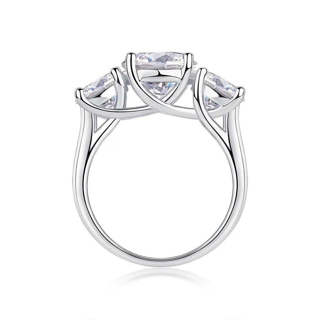 Three Lives Of Fortune wedding ring set with 3-carat moissanite in S925 silver platinum-plated on a white background