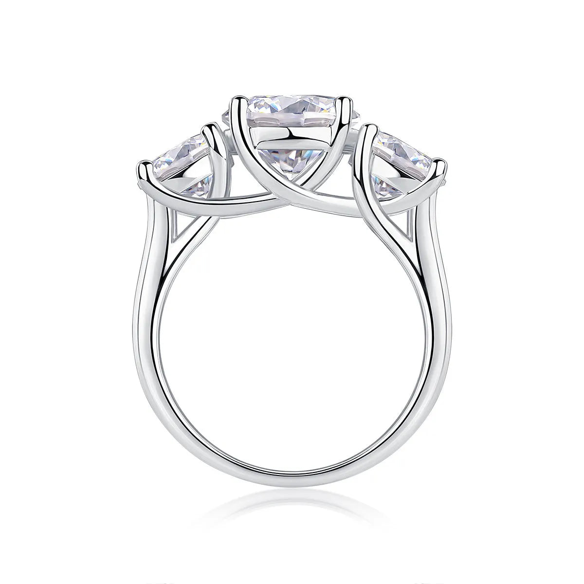 Three Lives Of Fortune wedding ring set with 3-carat moissanite in S925 silver platinum-plated on a white background