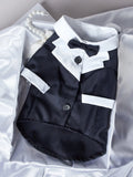 Chinese-style black polyester dog wedding suit with four-legged design for formal occasions