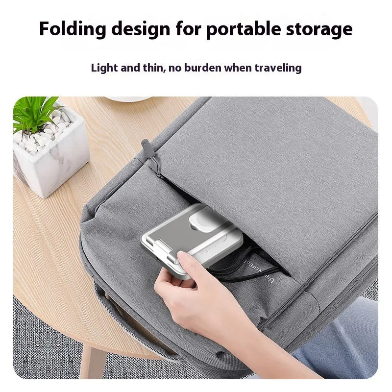 Folding alloy three-in-one wireless charger with magnetic support and digital display in black