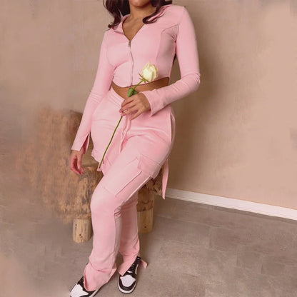 Stylish women's cargo pants with multiple pockets and high waist design for fashion and functionality.