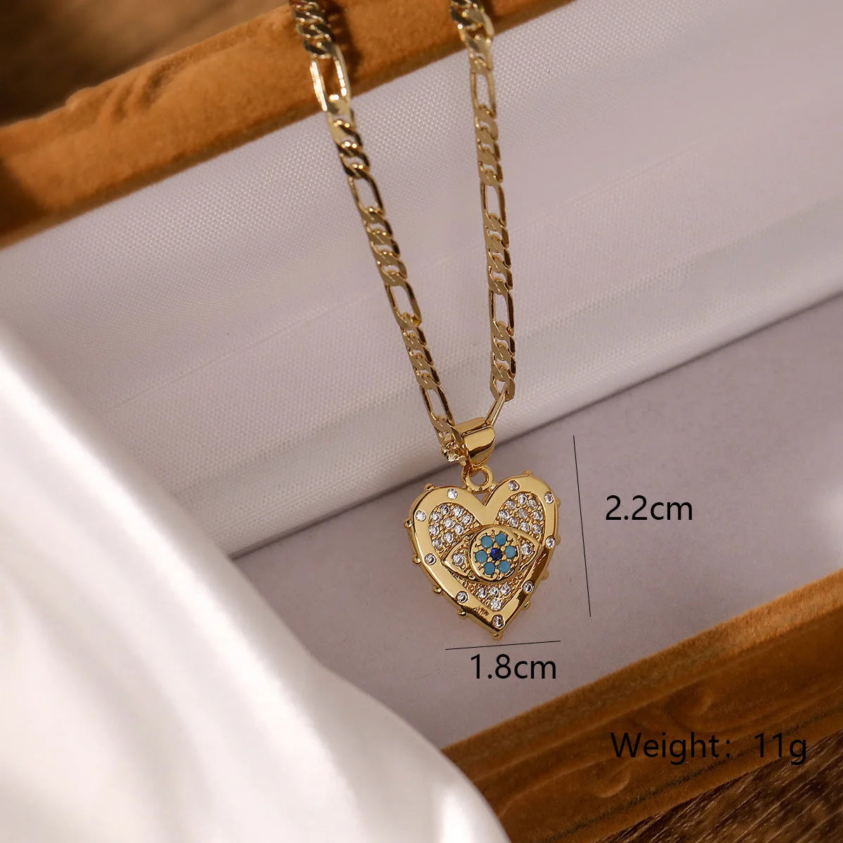 Copper plated real gold heart-shaped zircon pendant necklace and earrings suite