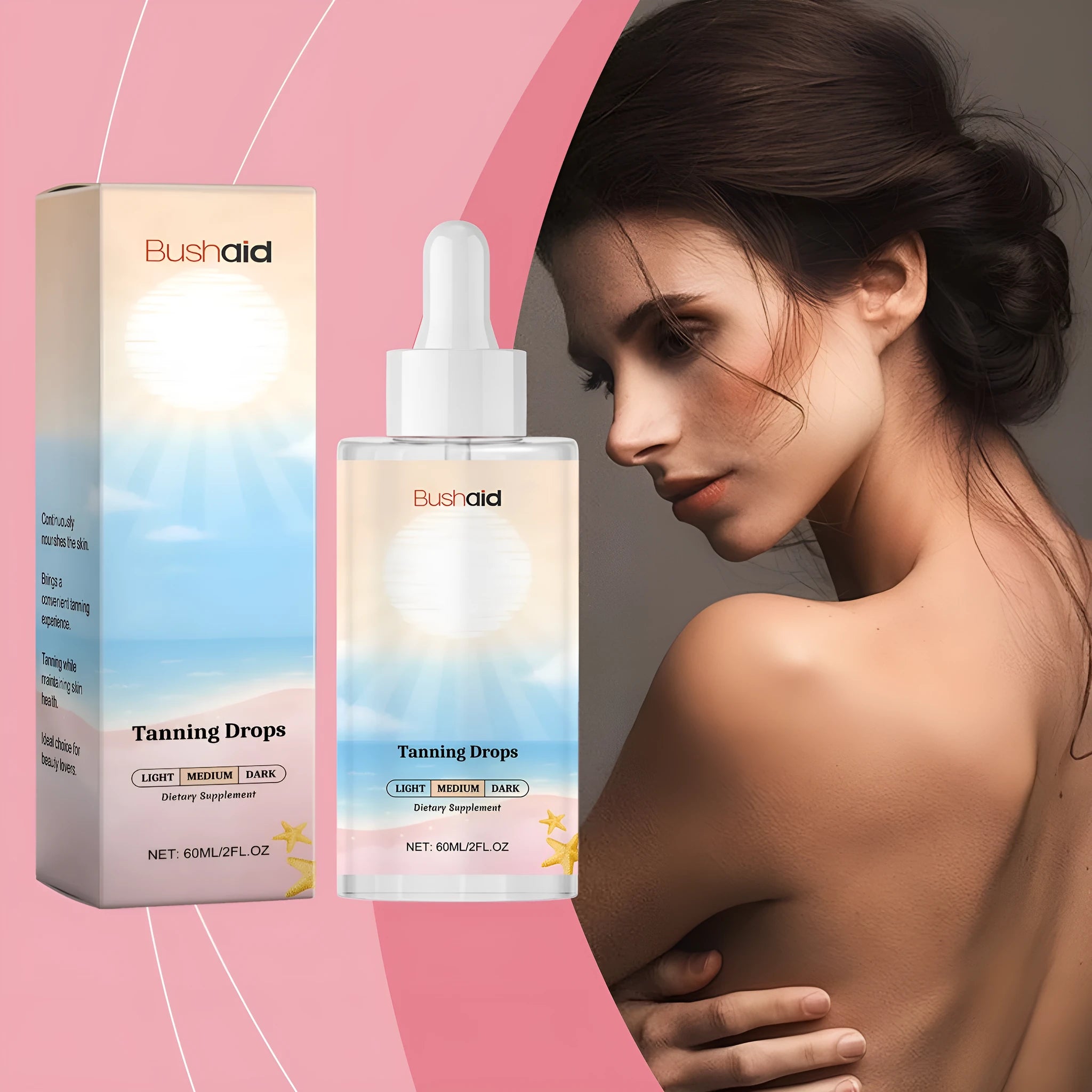 60ml no sunlight tanning drops serum in 31x31x126mm container
